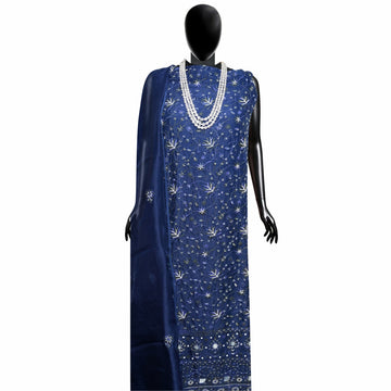 Aaparya Hand Embroidered Organza Unstiched Kurta Dupatta