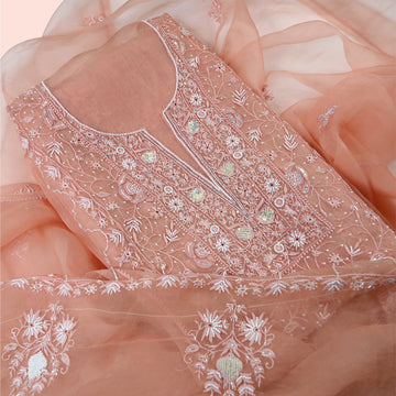 Pure organza Unstitch  Suit