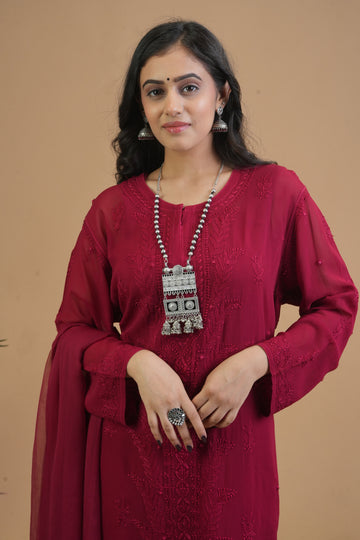 Aaparya Hand Embroidered Pure Georgette Ombrey 3 Piece Set