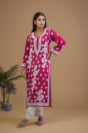 Aaparya Hand Embroidered Viscose Long Kurti