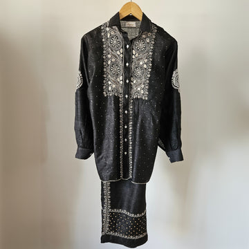Black Raw Silk Semi-Stich Co-ord Set