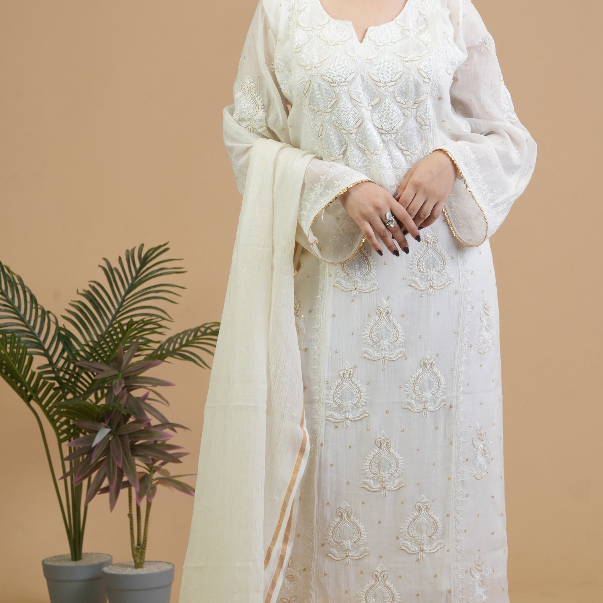 Mul Chanderi Semi- Stitch Suit
