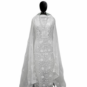 Aaparya Hand Embroidered Organza Kurta Dupatta Set