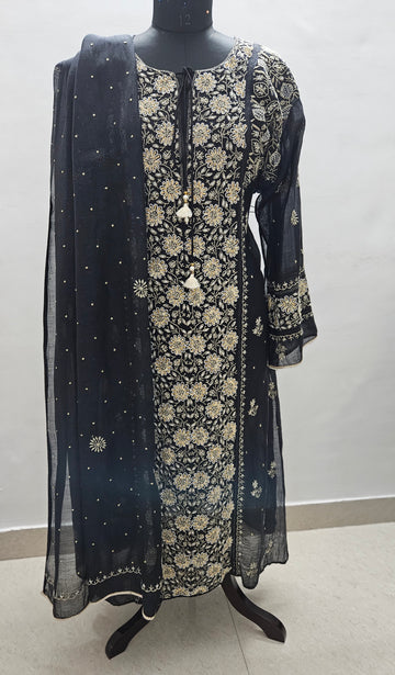 Mal Chanderi Semi Stich Suit