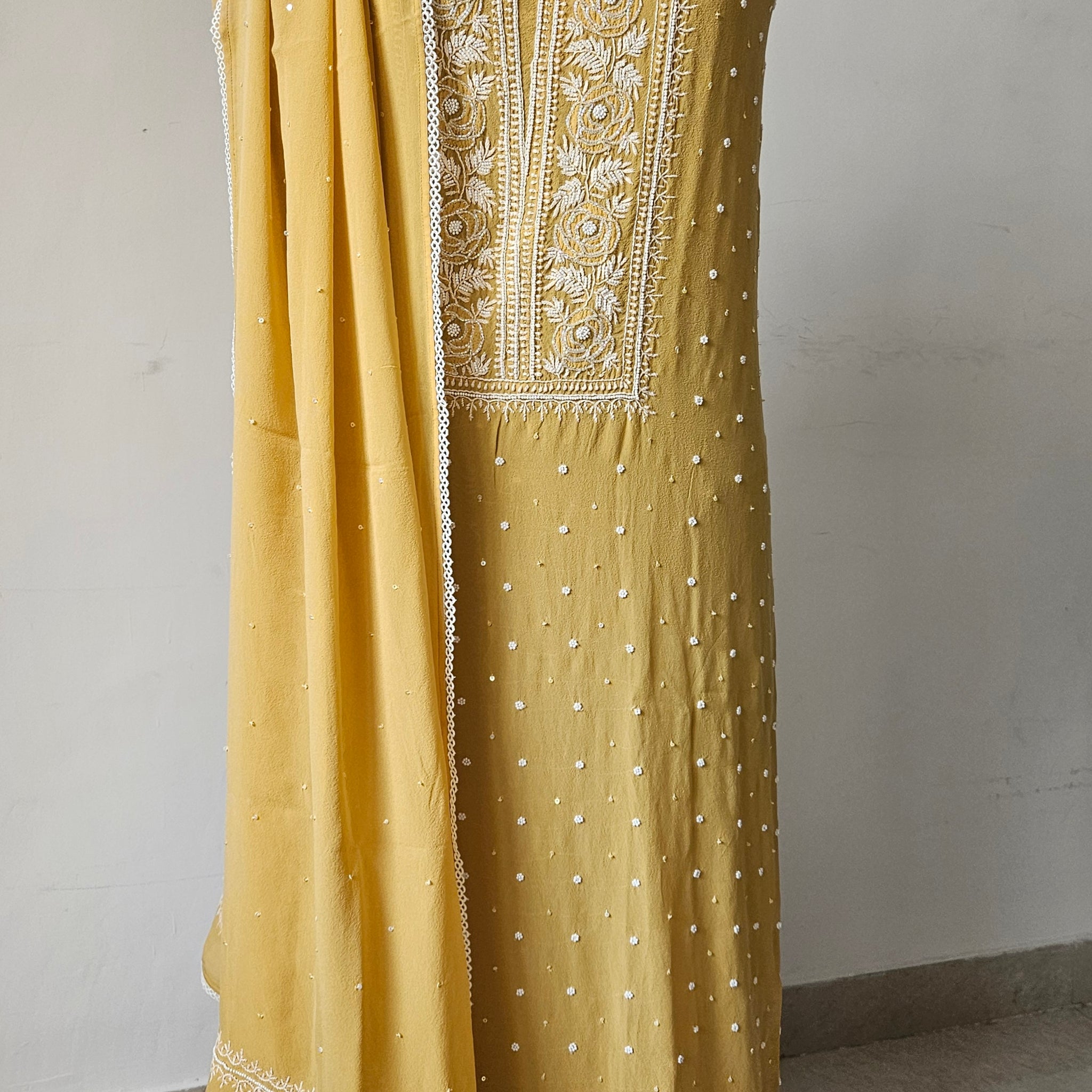 Mustard Pure Georgette Unstiched Suit