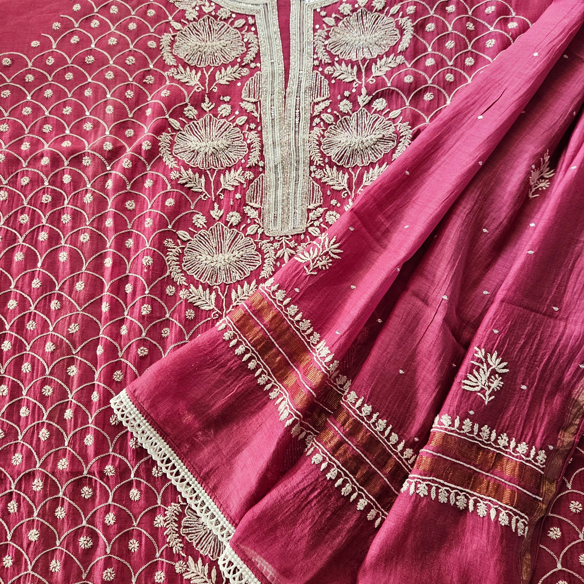 Unstiched Mal Chanderi Suit