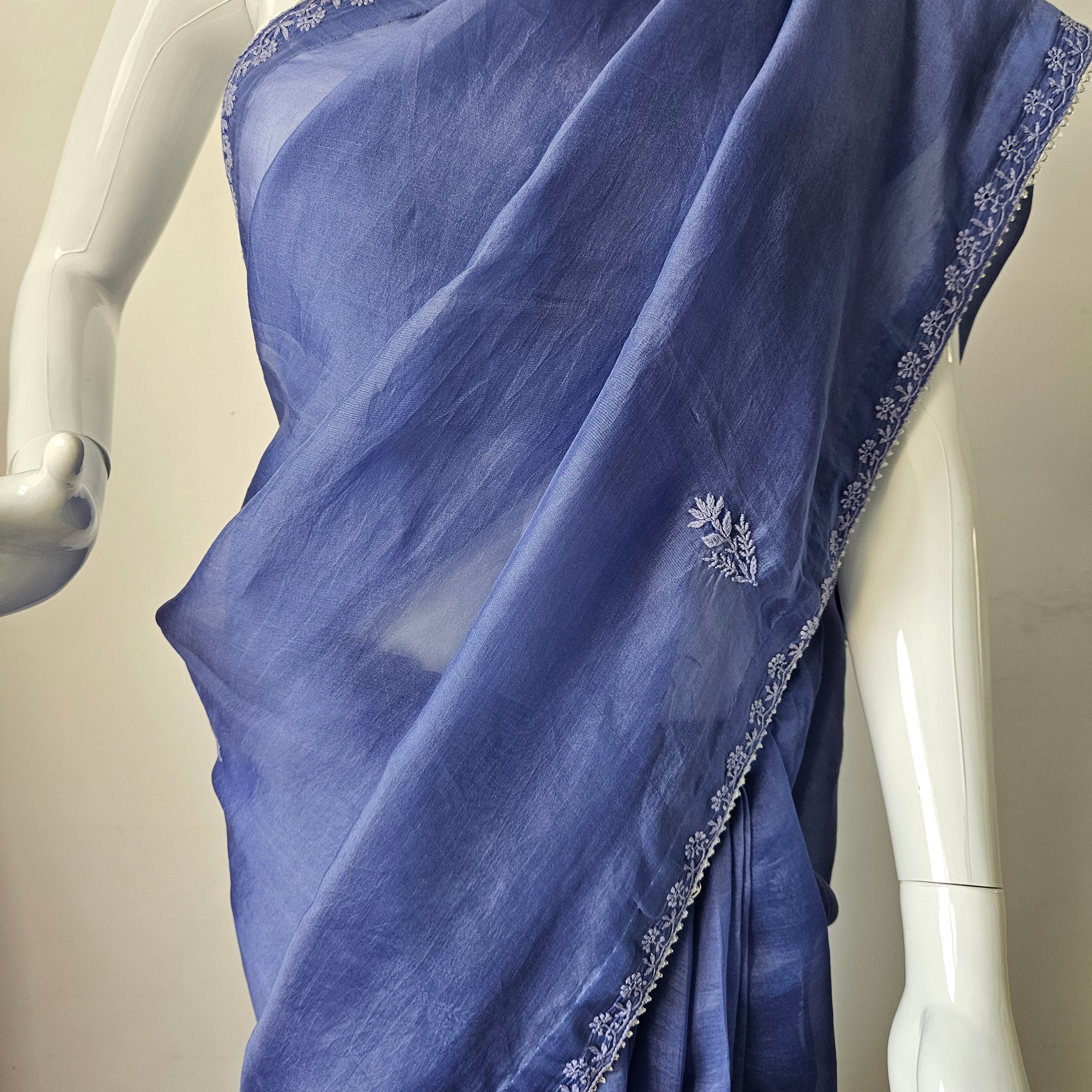 Pure Organza Royal blue saree
