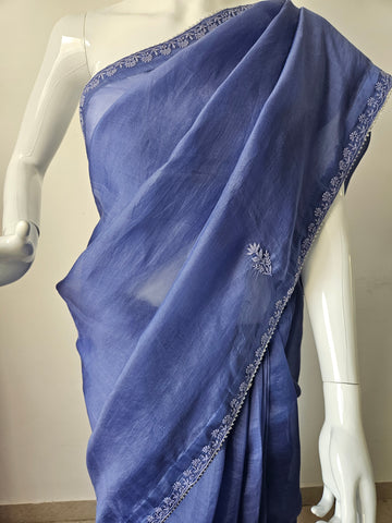 Pure Organza Royal blue saree