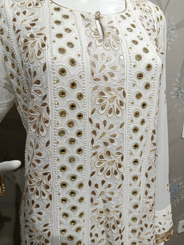 WHITE GEORGETTE ANARKALI