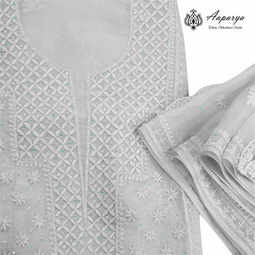 Aaparya Hand Embroidered Organza Kurta Dupatta Set