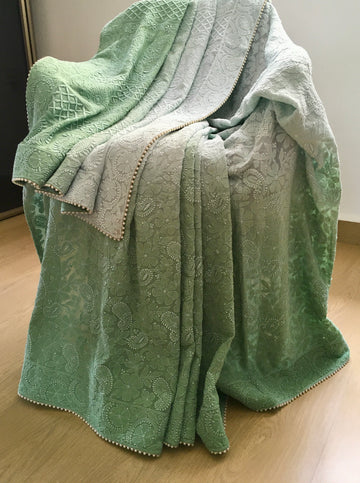 Pure Georgette saree in ombrey Mint Green shade