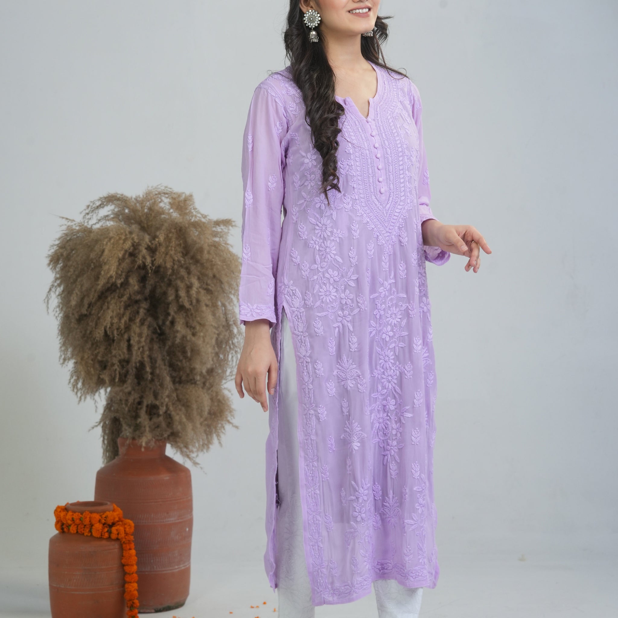 Aaparya Hand Embroidered Viscose Long Kurti