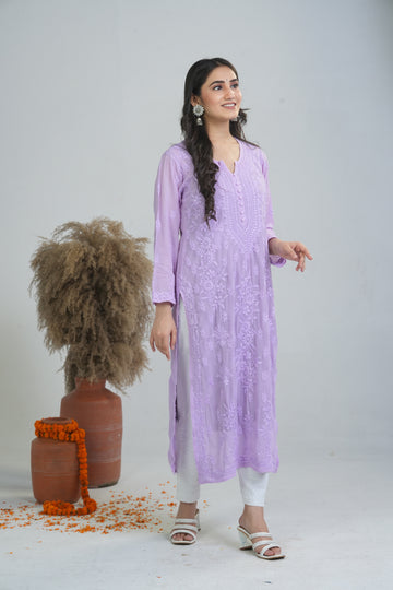 Aaparya Hand Embroidered Viscose Long Kurti