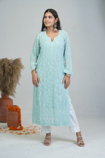 Aaparya Hand Embroidered Viscose Long Kurti