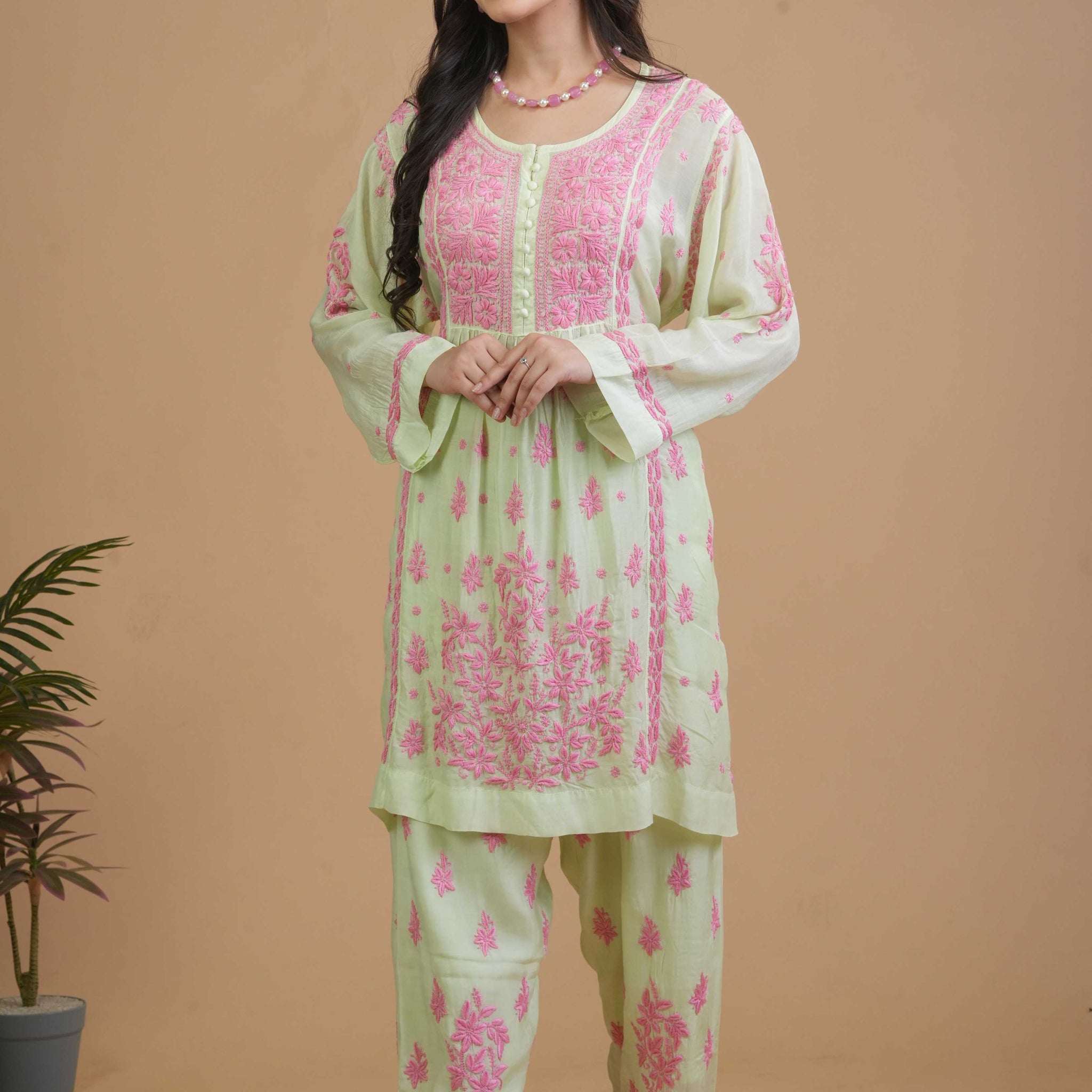 Aaparya Hand Embroidered Muslin Co-ord Set