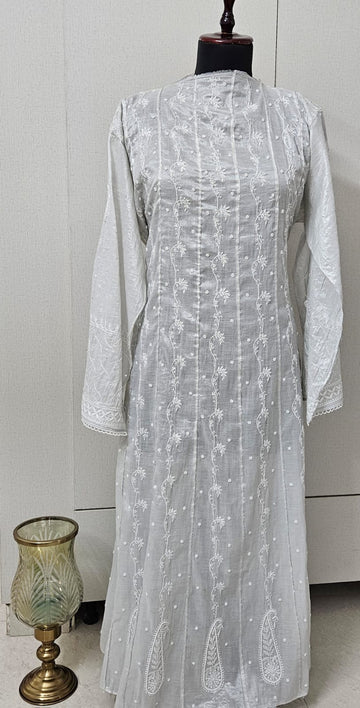 TISSUE SILVER ANARKALI SUIT