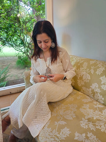 IVORY MULCHANDERI KURTI