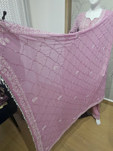 PURE GEORGETTE CHIKANKARI SUIT