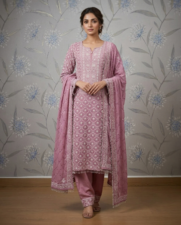 PURE GEORGETTE CHIKANKARI SUIT