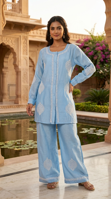 CHANDERI SEMI-STITCHED  CO-ORD SET
